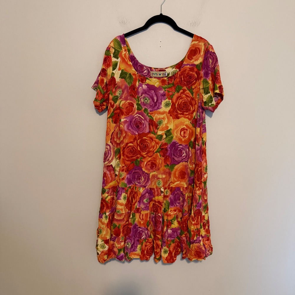 Jams World Floral Mini Dress in Orange, Purple, Green
